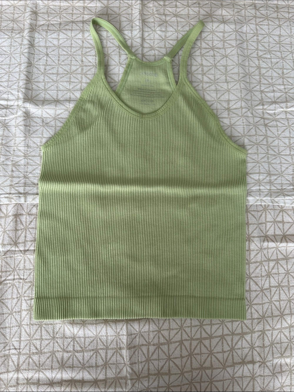 Ododos Ribbed Racerback Cropped Tank Top in Light Green